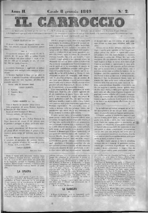 Il Carroccio - Edizione 2 del 08/01/1849
